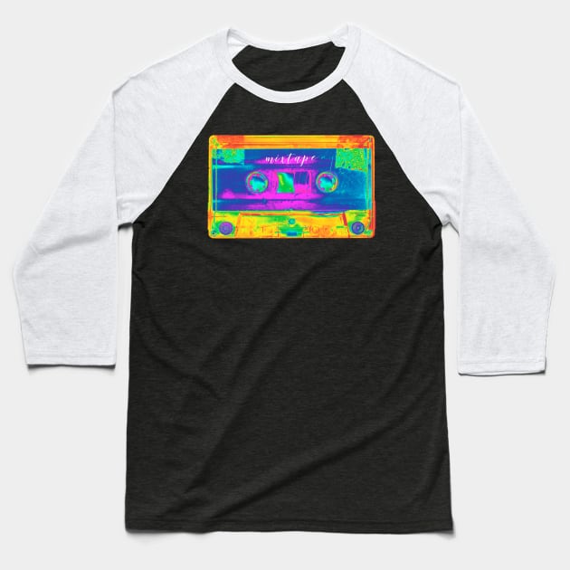 Music Mixtape Neon Baseball T-Shirt by DyrkWyst